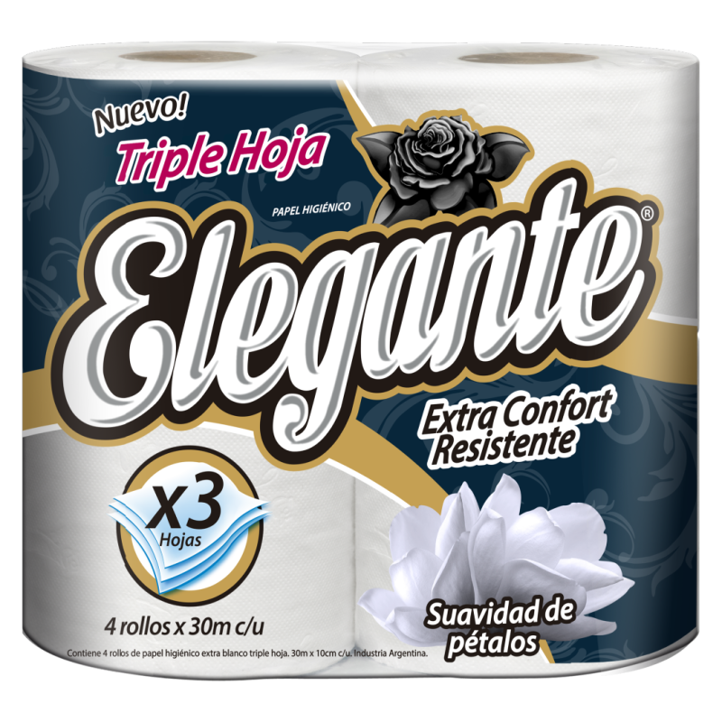 ELEGANTE HIGIENICO TRIPLE HOJA 4U 30M (COD-950)