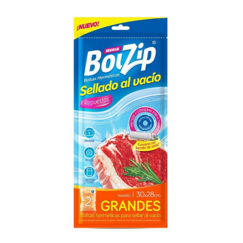 BOLZIP BOLSA AL VACIO REPUESTO 2U 30X28CM