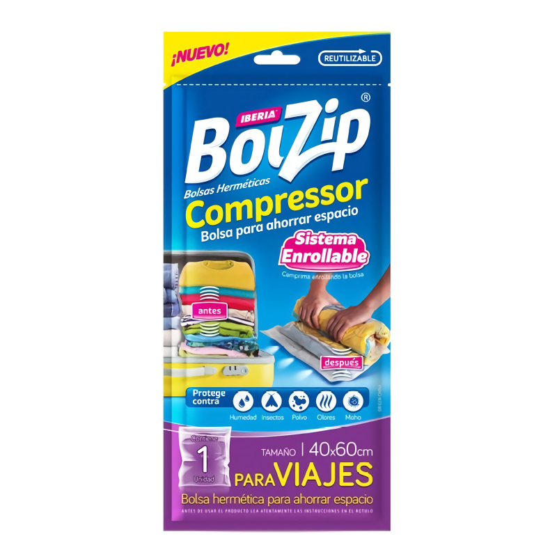 BOLZIP BOLSA COMPRESS 40*60 1U ENROLLABLE