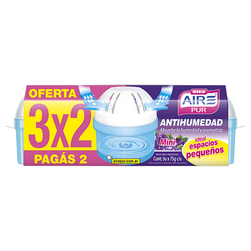 AIRE PUR ANTIHUMEDAD 3X75G LAVANDA