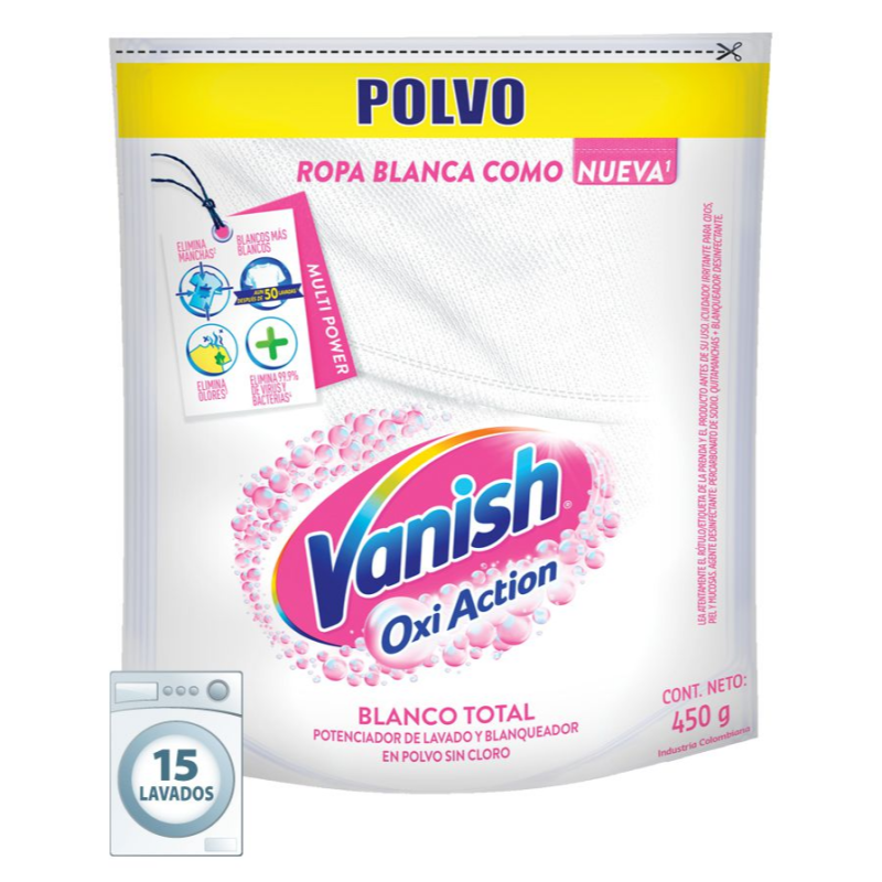 VANISH QUITA MANCHAS POLVO 450G REPUESTO WHITE