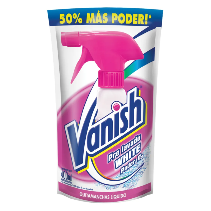 VANISH QUITA MANCHAS 400ML PRE LAVADO WHITE SACHET