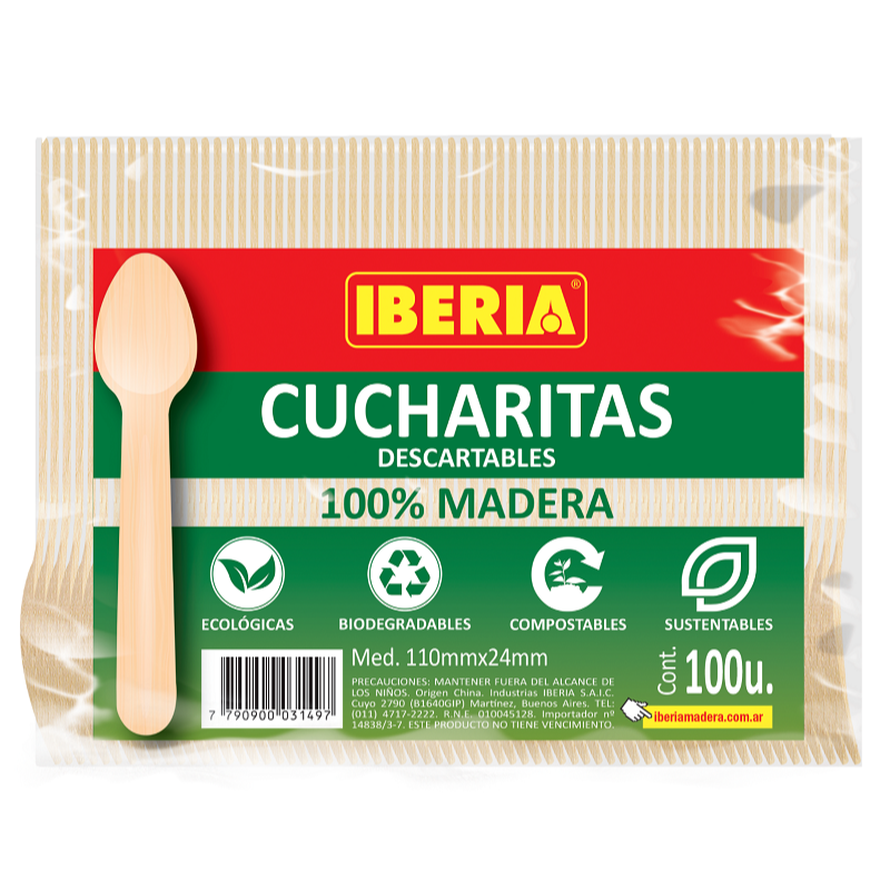 IBERIA ECOLOGICOS CUCHARA 160MM X 34MM 100U