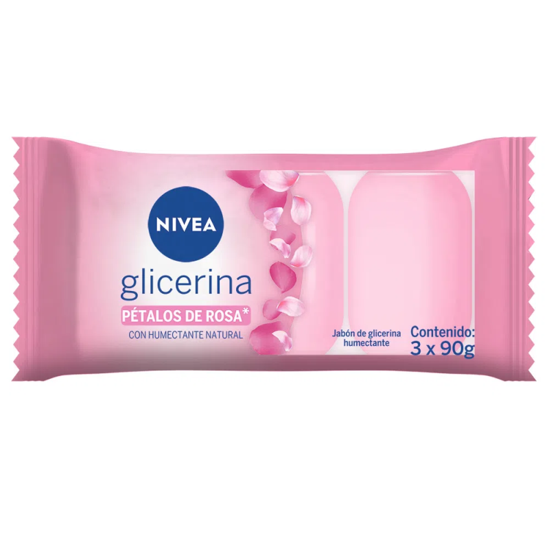 NIVEA JABON 3U 90G GLICERINA PETALOS DE ROSA