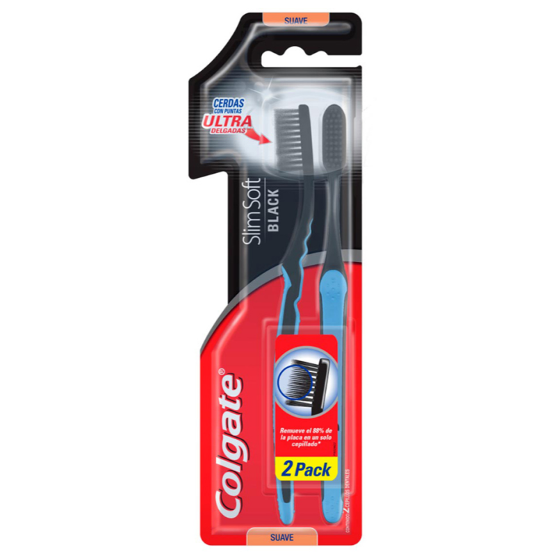 COLGATE CEPILLO SLIMSOFT BLACK 2X1