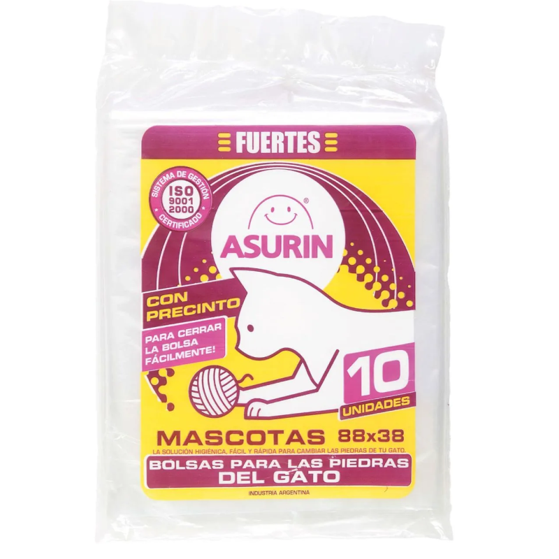ASURIN BOLSAS MASCOTA 10U 88CM X 38CM