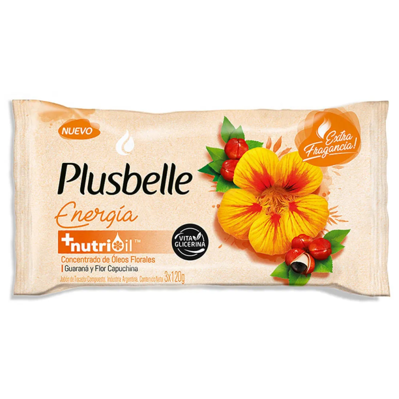 PLUSBELLE JABON TOCADOR 3U 125G ENERGIA