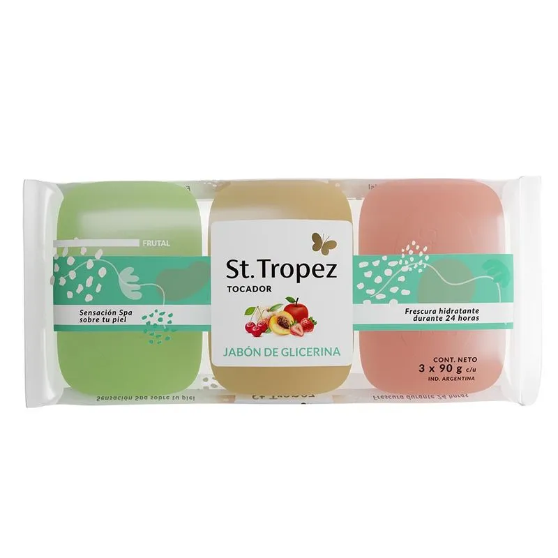 ST TROPEZ JABON TOCADOR 3U 90G GLICERINA