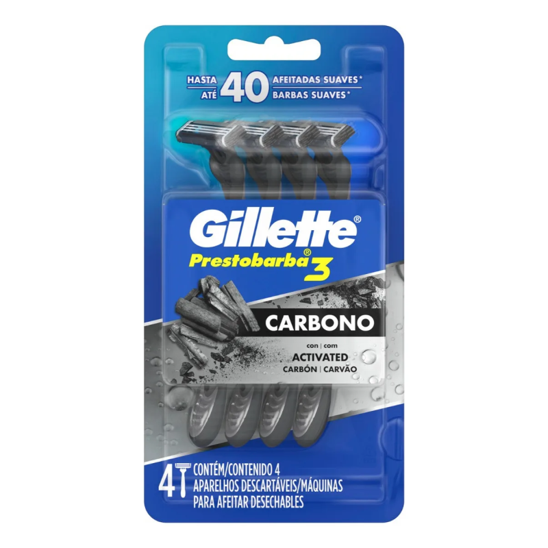 GILLETTE PRESTOBARBA 3 CARBON 4U
