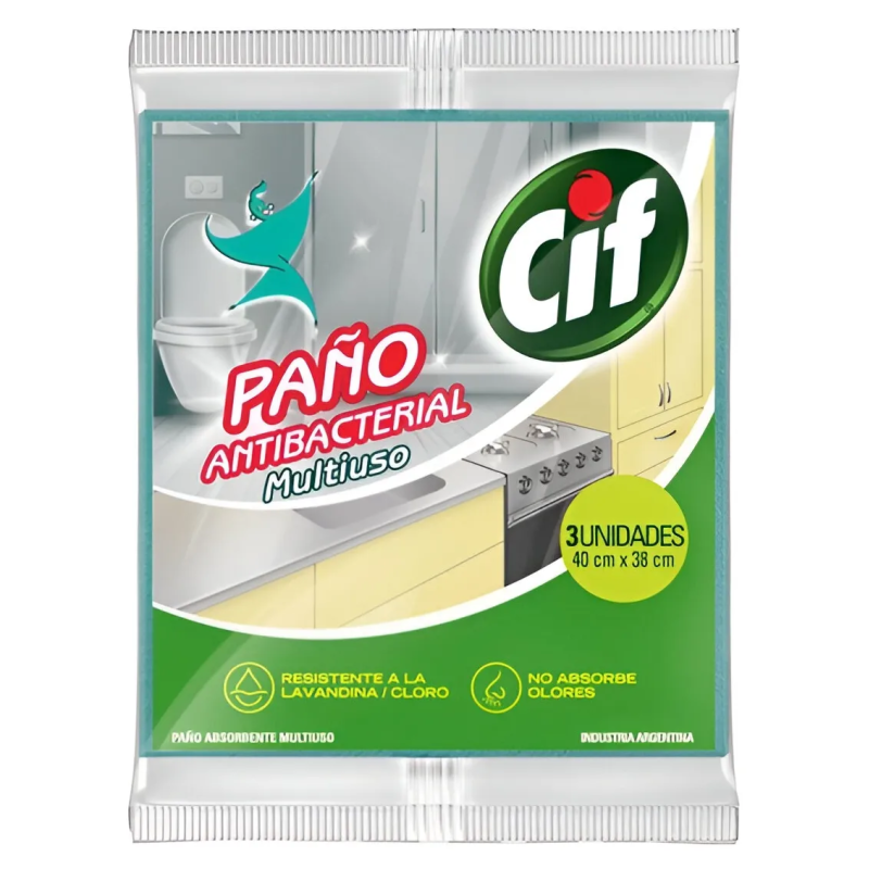 CIF PAÑO ANTIBACTERIAL 3U 40X38CM