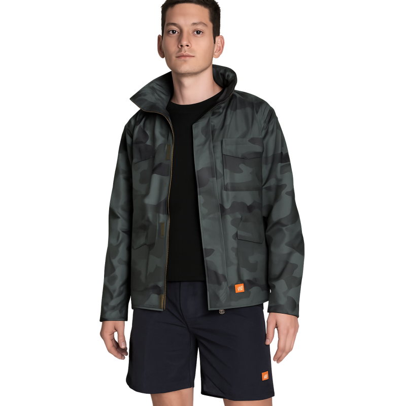 AIRE LIBRE CAZADORA FIT CON CAPUCHA CAMUFLADA