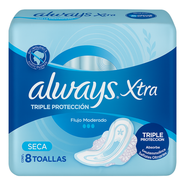 ALWAYS TOALLA 8U TRIPLE PROTECCION SECA C/ALAS