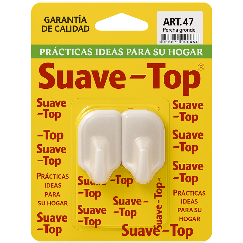 SUAVE-TOP PERCHA GRANDE BLANCA 2U 5,5CM (COD-47)