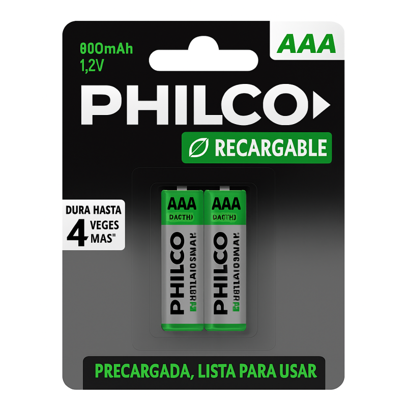PHILCO PILAS RECARGABLES 2U AAA 800MAH