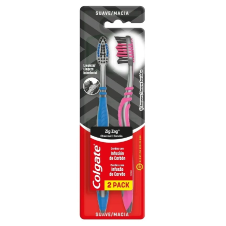 COLGATE CEPILLO ZIG ZAG CARBON SUAVE 2U